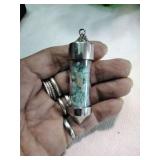 Aquamarine Chip Vial Pendant.