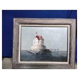 Bert Beirne Oil On Canvas Lighthouse