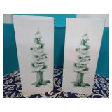 Village pole pine tree set of 2