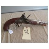 115 Unmarked .50 flintlock pistol