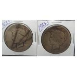 (2) 1923-S Peace Silver Dollars.