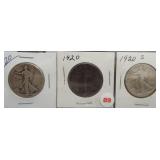 (3) Walking Liberty Silver Half Dollars. Dates: