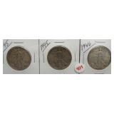 (3) Walking Liberty Silver Half Dollars. Dates: