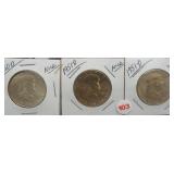 (3) Franklin Silver Half Dollars. Dates: 1950-D,