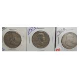 (3) Franklin Silver Half Dollars. Dates: 1948,