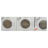 (3) 1916-D Barber Silver Quarters.