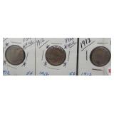 (3) 1912 Liberty Nickels. Very Nice.