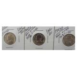(3) 1943 War Time Jefferson 40% Silver Nickels.