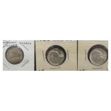 (3) 1945-S War Time Jefferson 40% Silver Nickels.