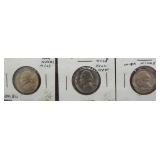 (3) 1945-S War Time Jefferson 40% Silver Nickels.