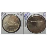 (2) Canadian Silver Dollars. Dates: 1966, 1967.