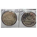 (2) 1963 Canadian Silver Dollars.