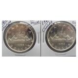 (2) 1966 Canadian Silver Dollars.