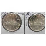 (2) 1966 Canadian Silver Dollars.