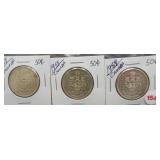 (3) 1959 Canadian Silver Half Dollars.