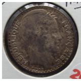 1933 Silver 10 Francs.