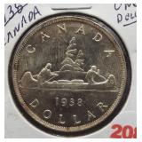 1938 Canadian Silver Dollar.