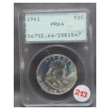 1961 Franklin Half Dollar. PCGS PR-64.