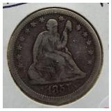 1857 Seated Liberty Quarter.
