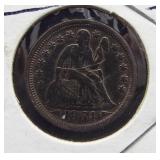 1854 Seated Silver Dime.