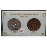 Bakersfield Centennial Two Metal Set 1863-1963.