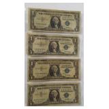 (4) 1957 Series $1 Silver Certificates.