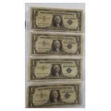 (4) 1957 Series $1 Silver Certificates.