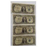 (4) 1957 Series $1 Silver Certificates.