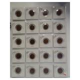 (20) Lincoln Wheat Cents. Dates: 1910, 1911,