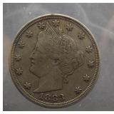 1883 N/C Liberty V-Nickel.