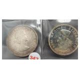 (2) 1964 Canadian Silver Dollars.