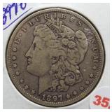 1897-O Morgan silver dollar.