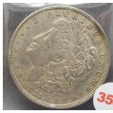 1921-D Morgan silver dollar.