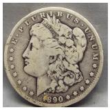1890-CC Morgan silver dollar.
