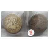 (2) Morgan silver dollars. Dates: 1900-O and 1879