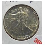 1938-D Walking Liberty Silver Half Dollar.