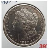 1880-S Morgan silver dollar.