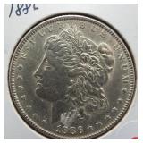 1886 Morgan silver dollar.