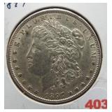 1897 Morgan silver dollar.
