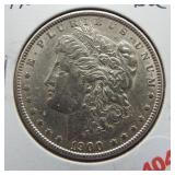 1900 Morgan silver dollar.
