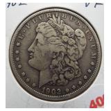 1902 Morgan silver dollar.