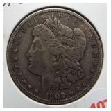 1902-O Morgan silver dollar.