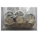 (50) Mercury silver dimes of various dates.