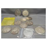 (12) Silver Walking Liberty half dollars of