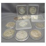 (11) Silver Franklin half dollars of various
