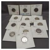 (13) Silver Mercury dimes of various dates in