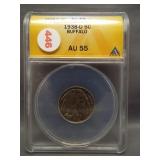 1938-D Buffalo nickel. ANACS AU55.