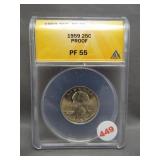 1959 Washington quarter. ANACS PF55.