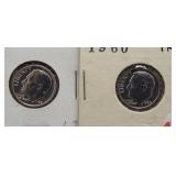 (2) 1960 Proof Roosevelt dimes.