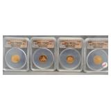 (4) 2009-S graded Linclon cent 4 coin proof set.